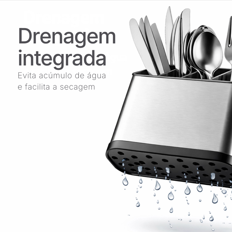 Escorredor Porta Talheres Inox Detalhe 2